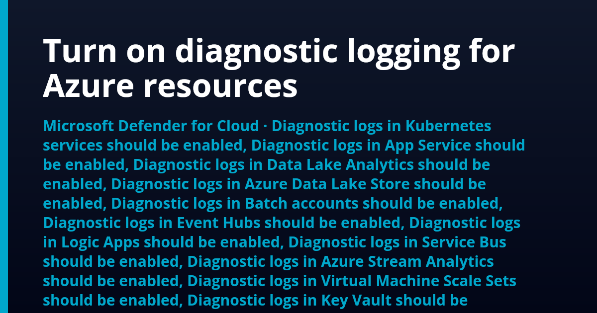 Turn on diagnostic logging for Azure resources